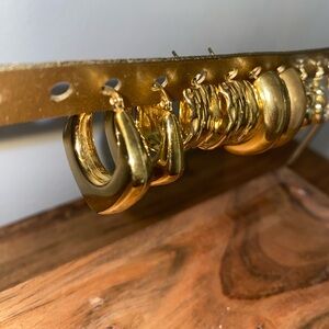 Gold Hoop Square Earrings Set